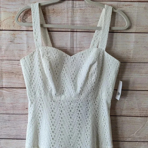 CeCe By Cynthia Steffe Size 6 Lily White Eyelet Dress Peplum Lined Knee Length - Picture 2 of 13